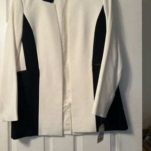 Kasper Black and White Blazer Structured Suit Jacket